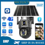 NICELECT V380 Pro CCTV camera with Dual Lens 4g SIM Card CCTV Solar Battery Camera 4K 8MP Solar CCTV 360 Outdoor Use SIM Card Wireless Connection Phone Color Night Vision