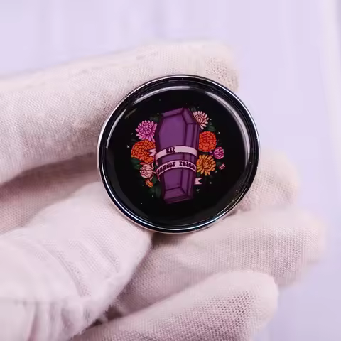RIP Gender Roles Pin Coffin Flowers Brooch Punk Gothic Badge