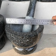ครกหิน ครกหินทรงเตี้ย มีขนาดให้เลือก5/5.5/6/6.5/7/8นิ้ว ครกพร้อมสาก ครกหินแท้ ครกหินจากอ่างศิลา ครกและสาก