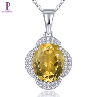 Lohaspie Jewelry Mặt dây chuyền bạc nguyên chất 925 42 carat chính hãng Mặt dây chuyền Citrine tự nh