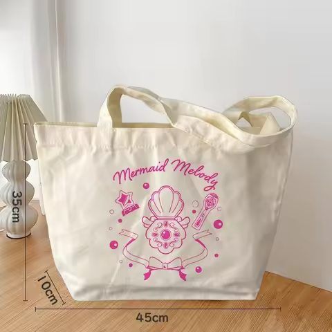 Cartoon ‌Mermaid Melody Pichi Pichi Pitch‌Canvas Bag Large Capacity Portable Hand-Laundry Single Sho