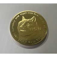 DOGE Dogecoin Wow 1Dogecoin Crypto Cryptocurrency Digital Currency Gold Plated Round Coin