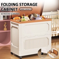 80L Large Capacity Foldable Storage Box with Wheels, Portable Organizer for Clothes Toys