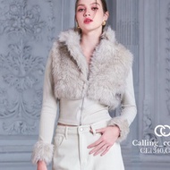 CALLING_COSTUME เสื้อแต่งขนเฟอร์สีครีม Top(CL1340) กางเกงยีนส์บุขนสีครีม Pants(CL1341)