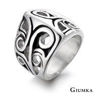 GIUMKA White Steel Silver Ring Men's Retro Pattern MR00367
