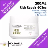 Goldwell Dual Senses Rich Repair 60 Sec Treatment 200ml - Mask For Dry Damaged Hair • Restore Reconstruct Hair Structure