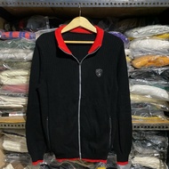 Torino Lamborghini Wool Zip Up Knit Black Size L 69x47