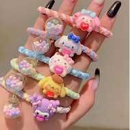 5 ชิ้น สครันชี่สีน่ารักหัวโตเด็ก ซานริโอ เฮลโลคิตตี้ & ซินนะโมรอลล์ สาวน่ารักใส่สายรัดผมนุ่มๆ เหมาะส