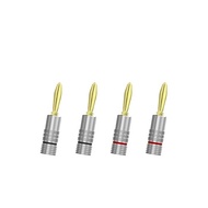 FOSI Audio Banana Plug 4 Piece / 2 Pair Connectors [Screw / 24K Gold Plated / Metal Shell] Brush