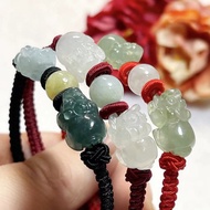 多寶晶石/天然翡翠A貨手鏈/貔貅手鍊/獨家設計/冰種貔貅/紅繩手鍊