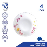 Royal Dine 4pcs 24cm Alexa Opal Dinner Plate Set Decorated Tempered Opal Dinnerware Set CROY671