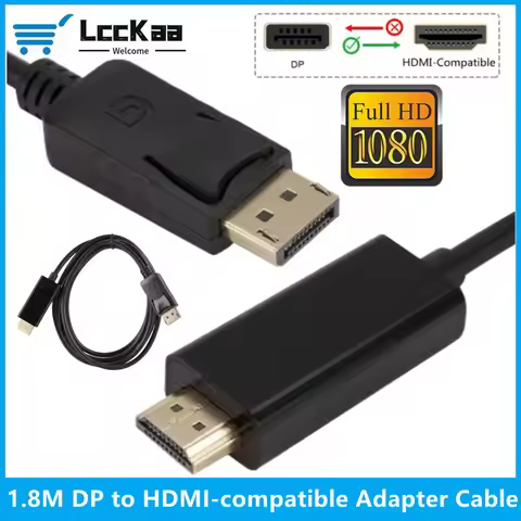 LccKaa 1080P DisplayPort To HDMI-compatible Cable 1.8M Male To Male Display Port DP To HDMI-compatib