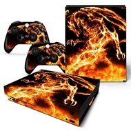 （2024） Skin Sticker Flame Protective Decal Removable Cover for Xbox One X Console and 2 Controllers（2024）