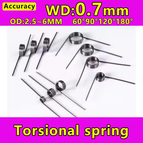 65Mn Steel Wire Diameter 0.7mm V-Shaped Helical Torsion Spring Angle 60° 90° 120° 180° 3 Laps/6 Laps