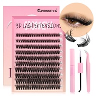 GROINNEYA False Eyelashes 3D Eyelash Glue Set Lash Cluster Natural Fluffy Thick Eyelash Large Capaci