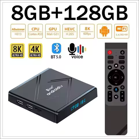 Smart TV Box Android 4K 8K HD 4G 5G Dual WIFI 3D BT5.0 Video TV98 Media Player 8GB 128GB Allwinner H