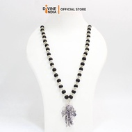 Panchmukhi Hanuman German Silver Pendant Karungali Malai | Ebony Wood 8 MM Beads Necklace | Hanuman 
