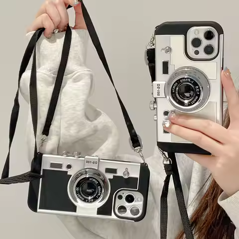 Luxury 3D Retro Camera Case For iPhone 17 16 15 Pro Max Plus Phone Case Emily in Paris Shockproof Ha