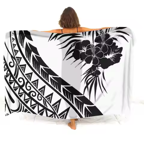 Tax Included Custom Women's Sarong Scarf Bikini Wrap Coat Polynesian Custom Sarong Hawaiian Resort V