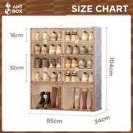 ANTBOX ตู้รองเท้าแบบใส่รองเท้าบูธได้ 12/20/28/36 คู่  ติดตั้งง่าย พับเก็บได้ มีหลายช่องเก็บ ประตูแม่