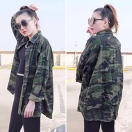 KEMEJA Army Overall Style Casual Sporty Chick Outer Shirt