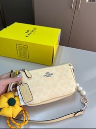 COACH 蔻馳月光黃麻將包