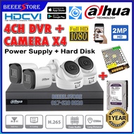 DAHUA 4-CHANNEL 2MP Full HD 1080P CCTV 4CH (DVR 5MP) + Camera (2MP)+ HardDisc + Power Supply