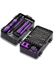 115合1精密螺絲刀套裝，電子磁性維修工具箱，配有盒子，可用於修復電腦、手機、PC、手機、筆記本電腦、Switch、PS4、遊戲機、手錶、眼鏡等，紫色。