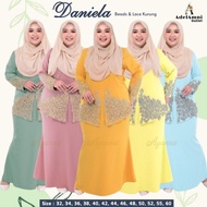 Baju Kurung Raya Beads &amp; Lace Daniela Sedondon Dewasa Plus size BF Friendly - Baby Blue/Dusty Green (Size 32-60)