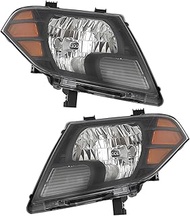 Silscvtt Headlights Assembly Replacement for Frontier 2009-2021 Halogen Black Housing Reflector Head