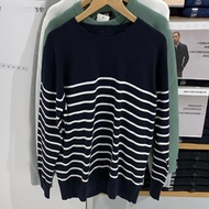 ใหม่2024 UNIQLO Youjia 2023ฤดูใบไม้ผลิใหม่ U ครอบครัวผู้ชาย/ผู้หญิงลายทางเสื้อกันหนาวพูลโอเวอร์ลำลอง