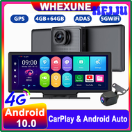 HFJJU กล้องติดรถยนต์10.26 "4G LTE,กล้องคู่ติดรถยนต์ FHD 1080P ระบบนำทาง Gps Dvr กล้องวงจรปิดดูภาพจากมือถือรถยนต์ &amp; Android Wifi บลูทูธ JTJDY