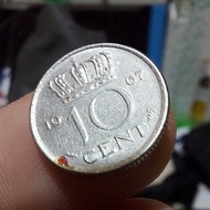 Uang Koin Belanda 10cent tahun 1967