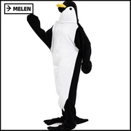 MELEN  Flannel One-piece Pajamas, Polyester Black + White Stitched Warm Full Body Home Jumpsuit, Sui