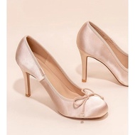 Mary Jane Women's High Heels Butterfly Knot Round Toe Stiletto Heels Rubber