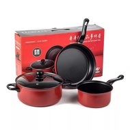 Set Of 3 Non-Stick Pans (2 Pots 1 Pan) - Can Be Used For Induction Cookers, Gas Stoves, Infrared Stoves