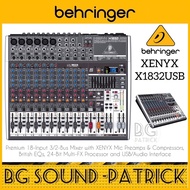 Behringer XENYX X1832USB 18-Input3/2-Bus Mixer Mic Preamps & Com,British EQs, 24-Bit Multi-FX Pro,US