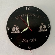 Jam Dinding lampu background 3D aesthetic unik bisa custom desain mesin sweep silent