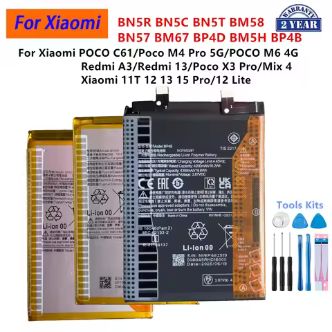 BN5C BN5T BM58 BN57 BM67 BP4D BM5H BP4B BN5R Battery For Xiaomi POCO C61 M4 X3 Pro M6 Redmi A3 13 Xi