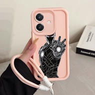 Case For OPPO A3 4G A3 Pro 5G A3X 4G A3X 5G A40 A60 5G Phone Strap Three-Color Silicone Shockproof