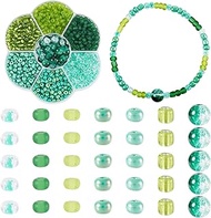 Craftdady Rondelle Glass Beads Seed Beads Set Round Glass Beads Spacer Mini Abacus Beads Green for J