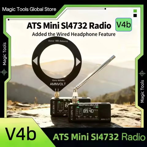AMNVOLT V4B ATS MINI SI4732 Radio ALL Band DSP Radio FM AM SSB LSB USB Receiver with Added the Wired