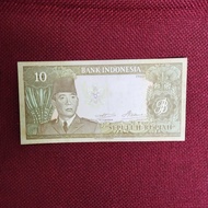 Uang Kertas Kuno non PMG, Rp 10 Sukarno thn 1960 (K1)