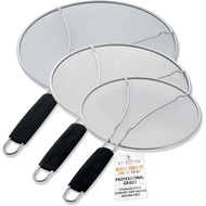 American Kitchen Supply Three-Piece Stainless Steel Splash-Proof Cover Set (13 Inches, 11.5 Inches, 
