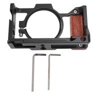 [topk1] Camera Cage with Wood Handle 3/8in 1/4in Screw Cold Shoe Mount Aluminum Alloy Metal Protecti
