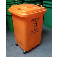Thùng rác nhựa 60 lít - 04 bánh xe - Màu Xanh Vàng Cam và Xám Đen