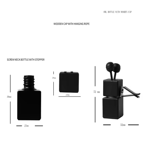 Car Bottle Fragrance Single 8ML Heavy-Duty Empty Glass Car Air Freshener Clip Cute Auto Fragrance Bo