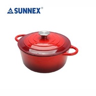 SUNNEX - 24CM圓形琺瑯鑄鐵鍋(3.5公升) - 紅色