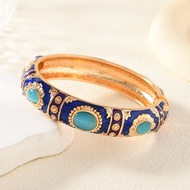 JIYAN2866 Teardrop Pattern Artificial Opal Bracelet Artificial Opal Stone Metal Enamel Cuff Bracelet