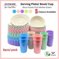 ECOWARE 6pcs 9" Serving Plate/ Bowl/ Cup/ PP Cup/ PP Plate/ Kenduri Plate/ Kenduri Bowl/ Pinggan Pla